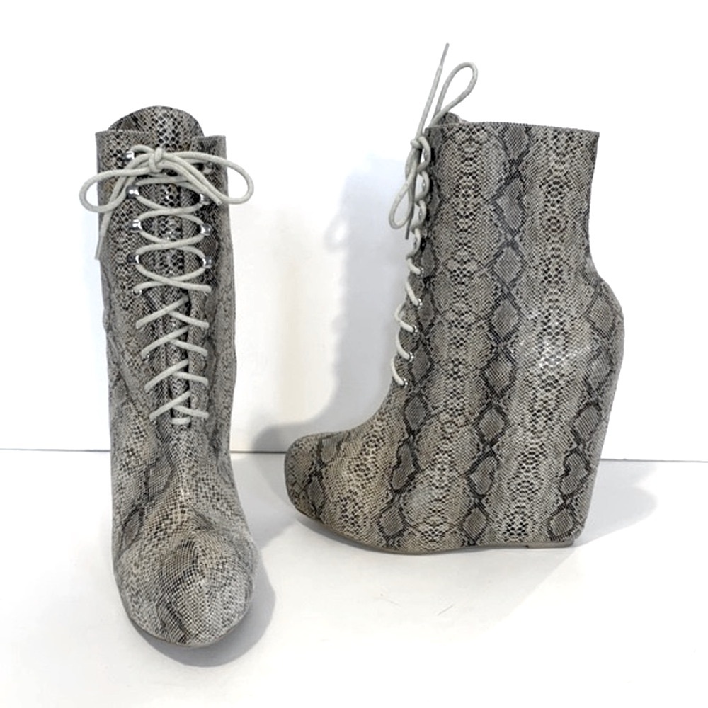 Matiko Snakeskin Hidden Platform Leather Booties